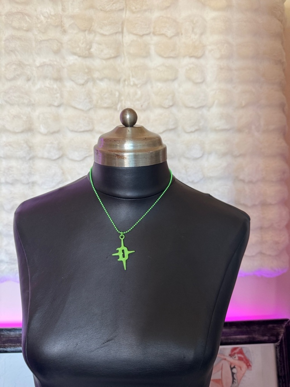 Neon Green Cross Pendant Necklace